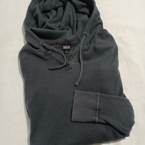Patagonia Women's Small Waffle-Knit Grey Long-Sleeved Hooded Tunic Cotton Blend - Picture 11 of 11